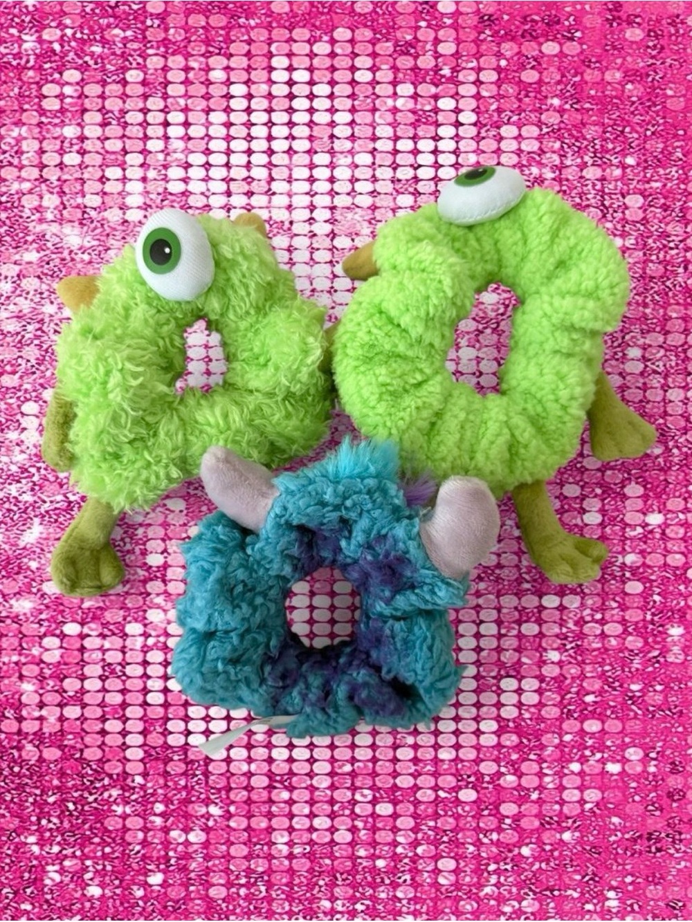 Disney Pixar Monsters Inc. Mike and Sulley plush scrunchies